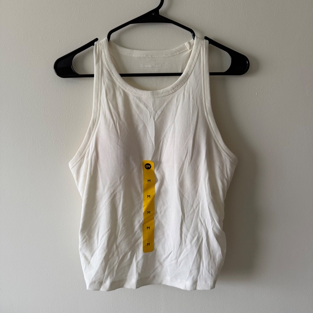 Outdoor Voices CloudKnit Ribbed Tank Top White Racerback Shelf Bra OV113W Size M